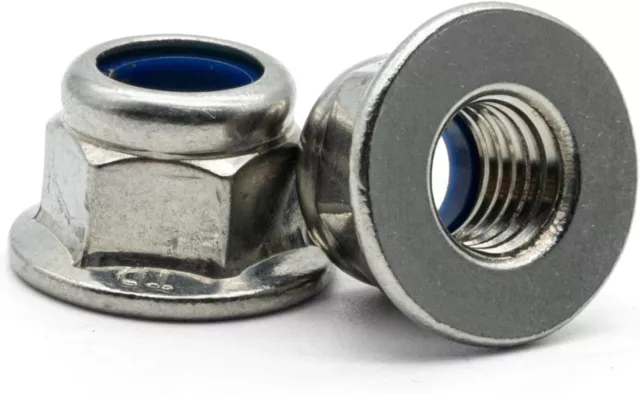 Qty 10 Hex Flange NYLON Lock Nut M8 (8mm) Zinc Plated High Tensile Class 8