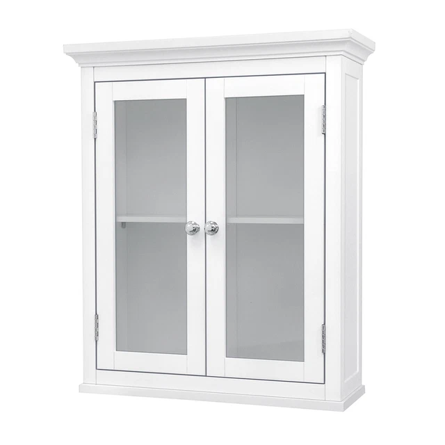 Teamson Home Madison Removable Wooden Wall Cabinet with 2 Doors, White