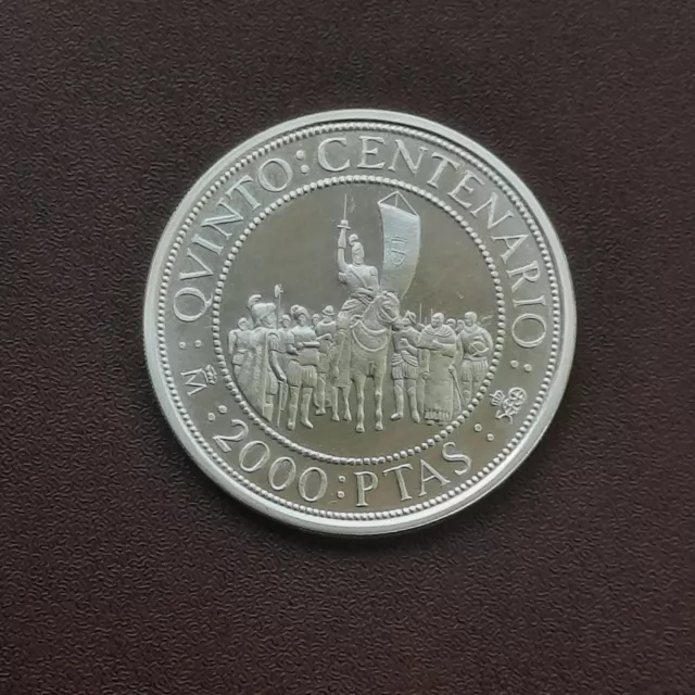 Moneda 2000 Pesetas De Plata Del V Centenario Del Año 1991, S/C.en Calidad Proof