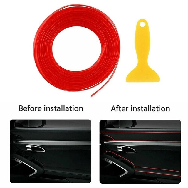Bande De Moulage Décorative Intérieure Voiture 10m - PVC Souple Autocollant - Rouge, Argent, Or, Bleu, Violet - Protection Anti-poussière Et Décoration