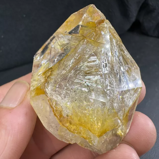 Golden Aura Herkimer Diamond Quartz Crystal Point / from New York