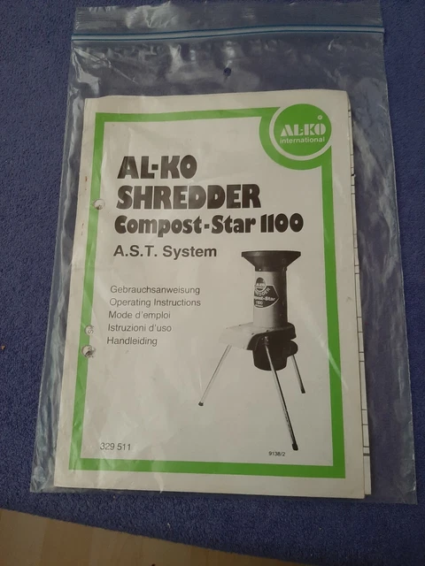 ALKO SCHREDDER HÄCKSLER Compost Star 1100 Gebrauchsanweisung Teileliste ...