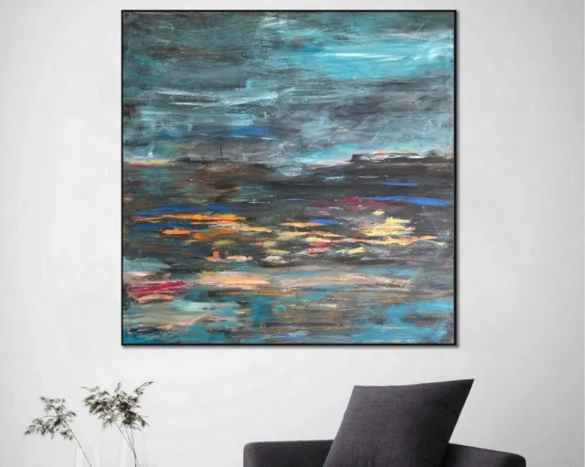 50x50" Abstract Colorful Oil Wall Hanging Art Blue Sky Wall Art | REBELLIOUS SKY