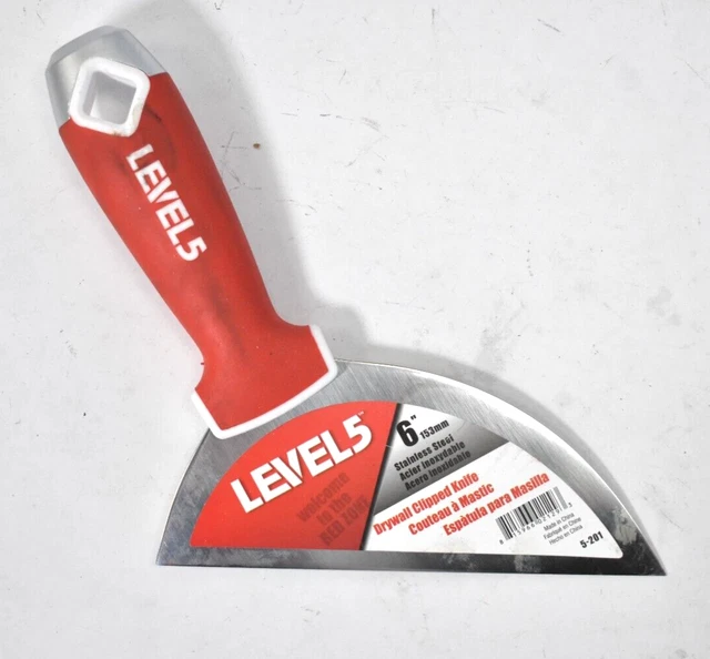 Level 5 6" Drywall Clipped Knife Stainless Steel Joint Red Handle 153mm 5-201