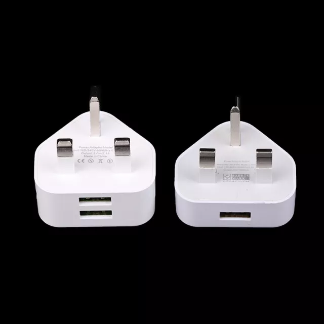 UK Mains 3 Pin Plug Adapter Wall Charger 1/2-Port Dual USB For Phones Tablet,