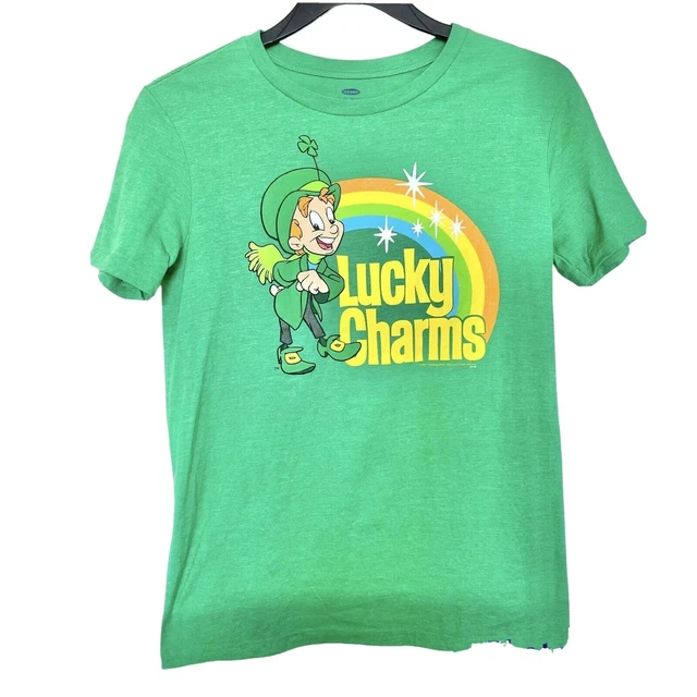 Old navy  T-shirt Lucky Charms Cereal Logo Youth Size XL Size 14 Size 15 Green