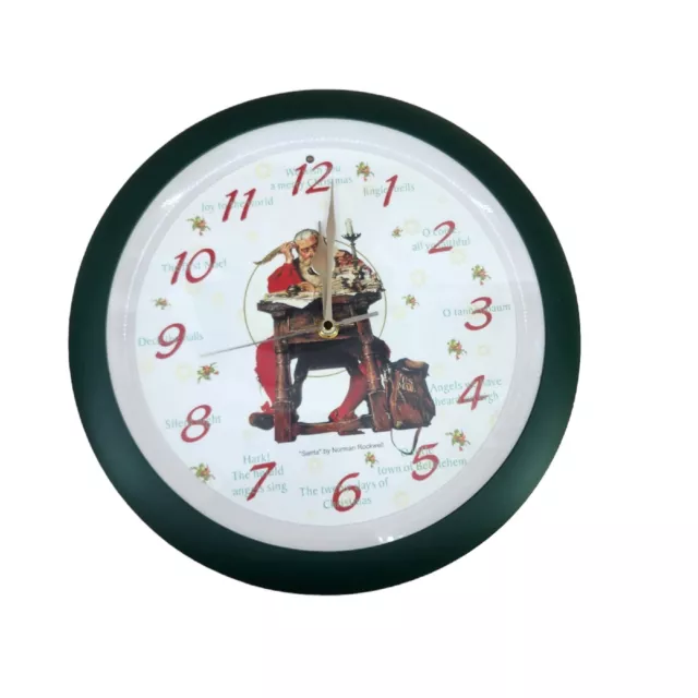 Vintage Santa by Norman Rockwell Musical Christmas Carol Wall Clock Works Great!
