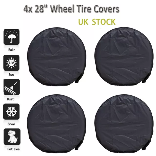 Black 300D Spare Tyre Tire Cover RV Wheel Bag Storage Rain Protector SUV Truck