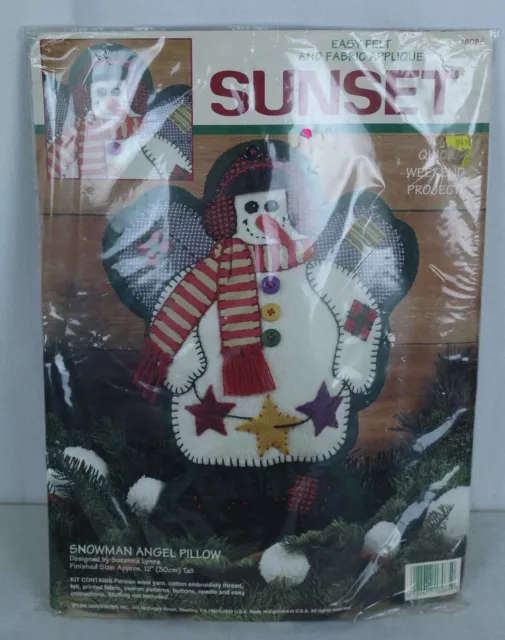 Aplique de fieltro Snowman Angel Navidad Invierno Appx 12" Suzanna Lynne 18085