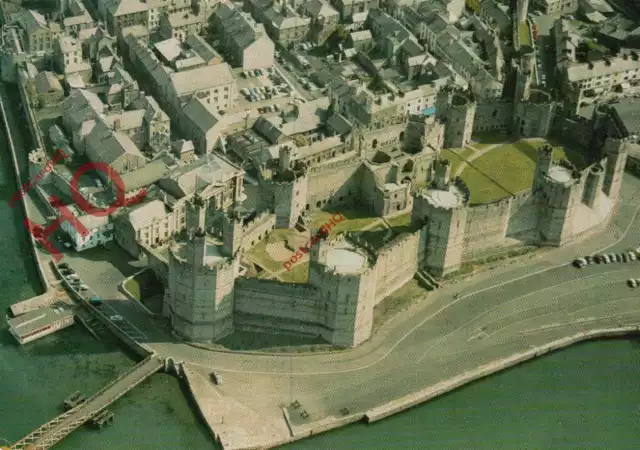 Picture Postcard-:Caernarvon Castle, Air View from South-West