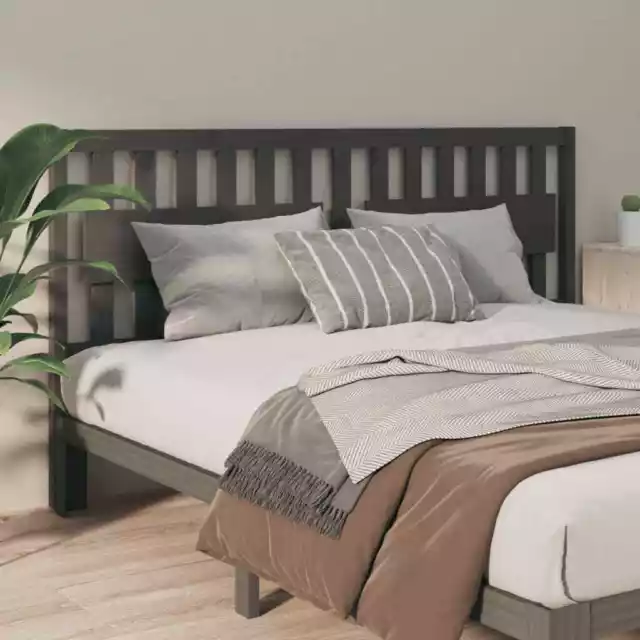 Bed Headboard Grey 185.5x4x100 cm Solid Wood Pine