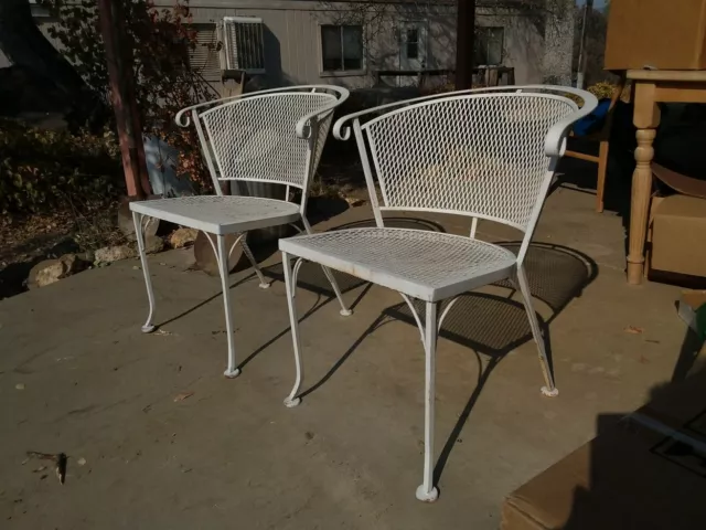 2 Vintage Mid-Century Salterini Wrought Iron Patio Chairs Modern Outdoor Furnitu