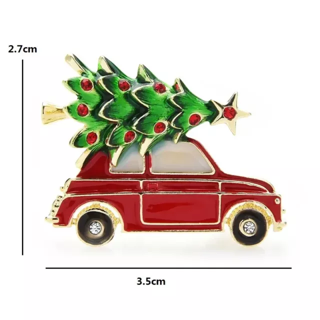 Brand New 18K Gold Plated Enamel & Rhinestone Christmas Tree & Car Brooch