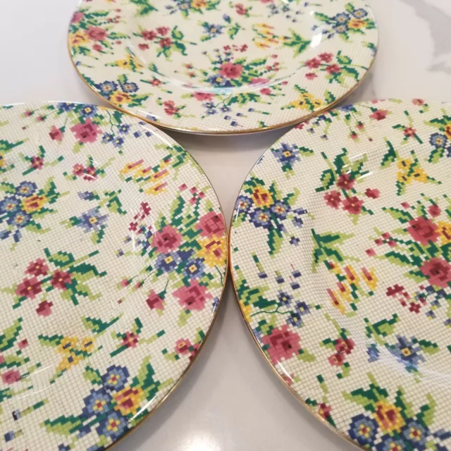 Royal Winton QUEEN ANNE Chintz Bread Plate Lot 3 Plates 8" Cottage Salad Dish
