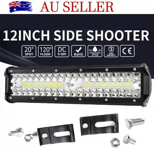 12inch  CREE LED Light Bar Side Shooter Combo Beam Work Driving OffRoad 4WD  AU