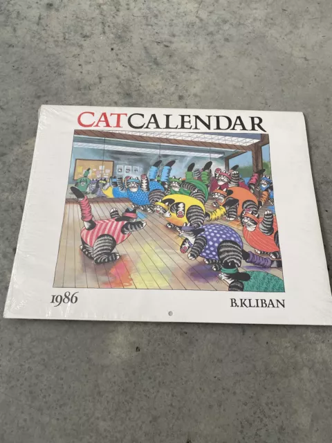 Vintage Cat Calendar B. Kliban 1986 B.Kliban Aerobics Deadstock Collectible