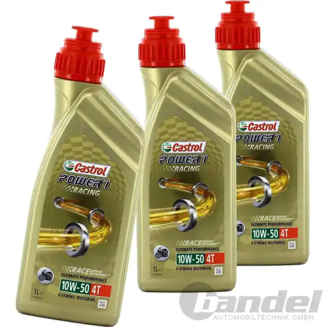 3x1L CASTROL Énergie Course 4T 10W50 4 Pas Huile de Moto Api Sn Jaso MA2