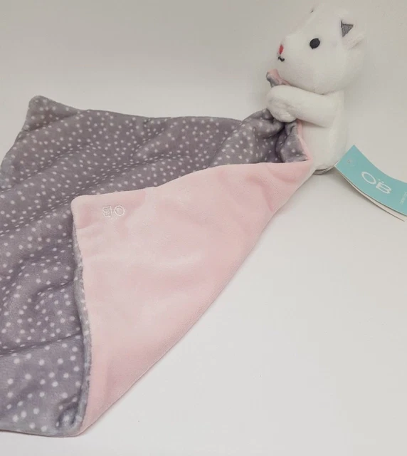 Doudou Chat Ours Blanc Mouchoir Obaibi Okaidi Pink Rose Gris Pois Blanc Neuf 3