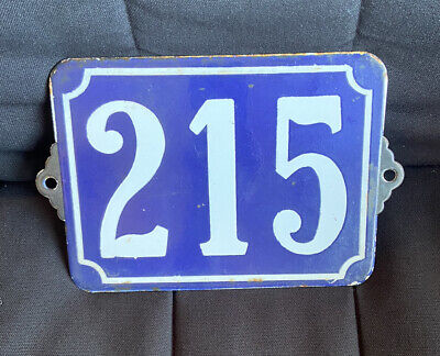 Vintage French Style Blue Enamel Porcelain House Door Number Sign Plate 215