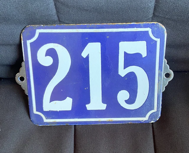 Vintage French Style Blue Enamel Porcelain House Door Number Sign Plate 215