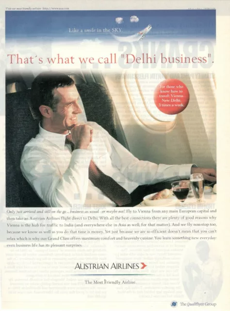 Aua Austrian Airlines 1 Page Advertising 1999 Delhi Business