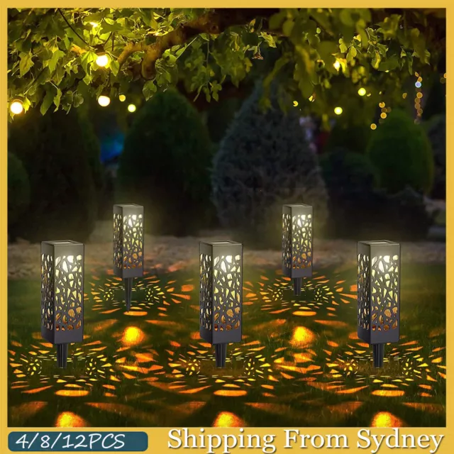 4/8/12pcs Solar LED Pathway Lights Automatic Outdoor for Garden Patio Yard Lawn