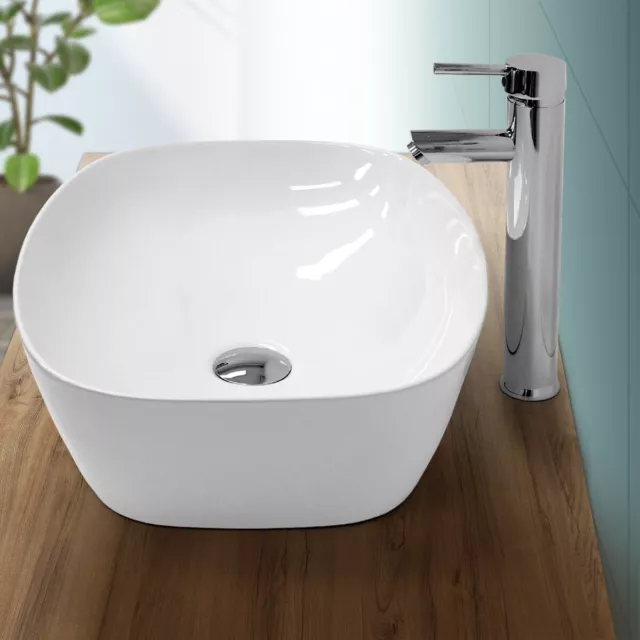 Lavabo céramique vasque a poser lave-mains moderne ovale salle de bain 505x385mm