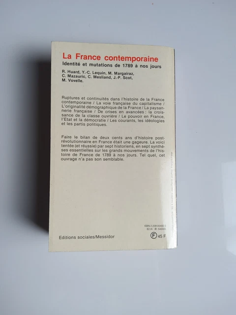 LA FRANCE CONTEMPORAINE Identité et mutations de 1789 à nos jours ...