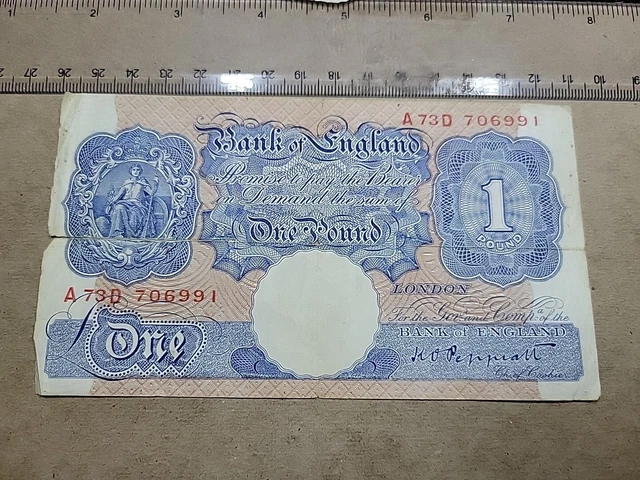 🇬🇧 Great Britain 1 pound  Peppiatt  WWII   P-367  1940 Banknote 120923-6