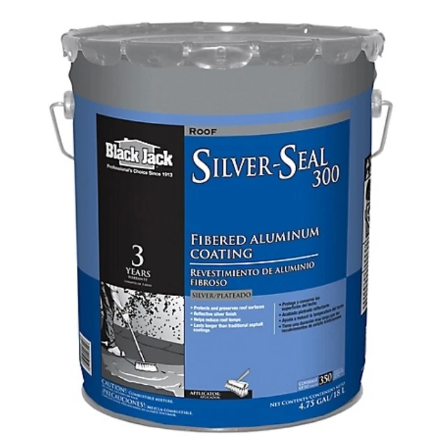 Black Jack 5175-A-30 4,75 galones. Revestimiento de techo de aluminio de fibra Silver-Seal 300