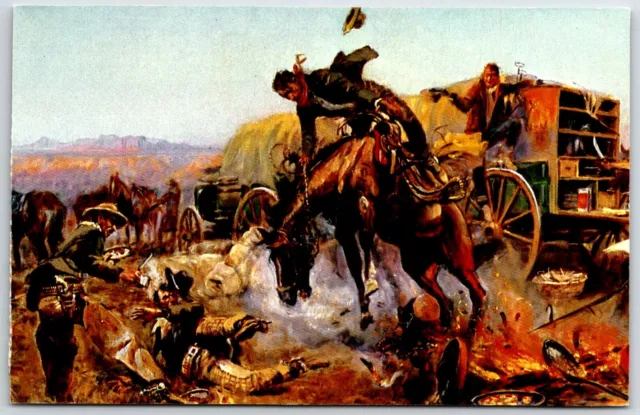 Tulsa OK, Camp Cook's Troubles by Charles Marion Russell, Vintage Postcard
