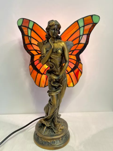 Tiffany Style Lamp Widdop Rosa Butterfly Fairy Angel Art Nouveau Table Lamp