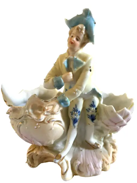 Vintage  Porcelain Young Gentleman in 18th Century Clothing Planter Figurine