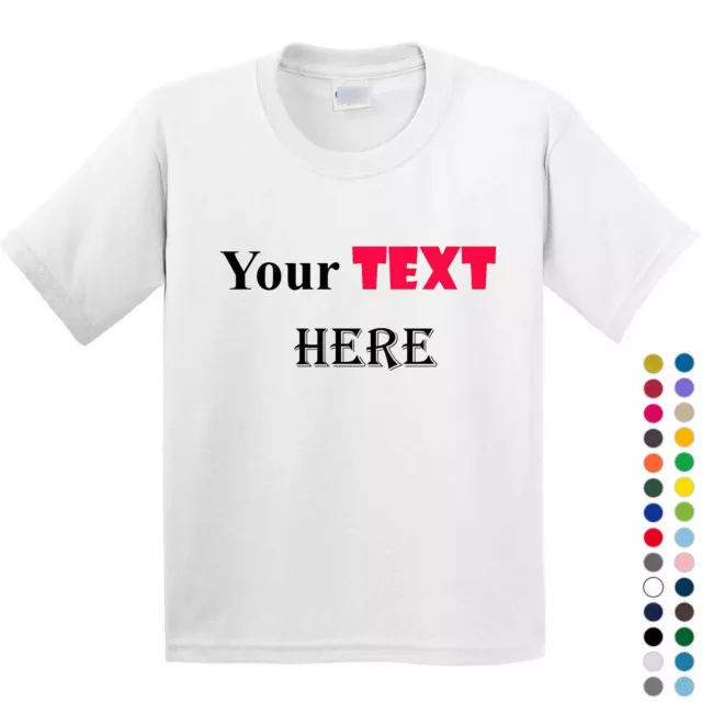 Personalised Customised Boys Girls Kids Custom Printed Text T-Shirt Printing Tee