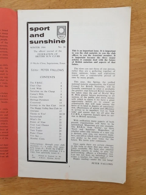 SPORT AND SUNSHINE number 24 Winter 1964; Journal of the British Sun ...