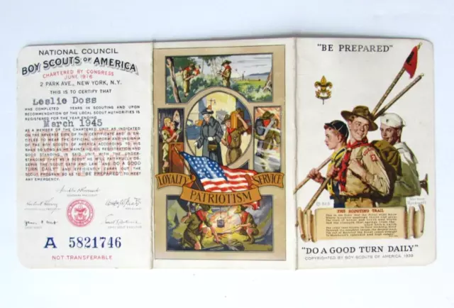 Vintage BOYSCOUT Cards 1944-1945 WWII era Membership EAGLE Scout 3