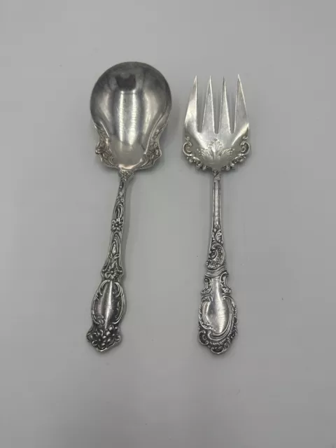 Gorham Ornate Silver Plate Serving Fork And Spoon Antique Aurora Dining Serve