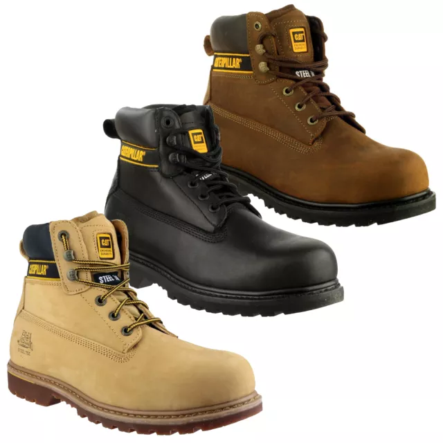 Mens Caterpillar Holton SB Safety Steel Toe Cap Lace Up Work Boots Sizes 6 to 15