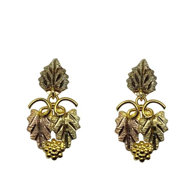 10K Black Hills Multi-Tone Gold Leaf Drop Earrings