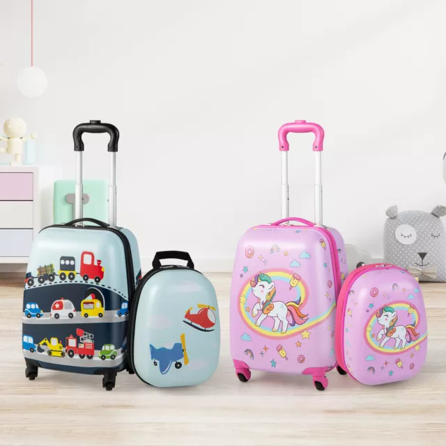 2PC Kids Luggage Set 16" Suitcase & 13" Backpack Travel Rolling Carry On Bag