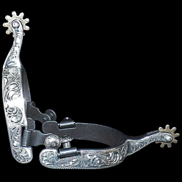 Femmes Ou Jeune Allemand Argent Noir Acier 9 Point Laiton Molette Western Spurs