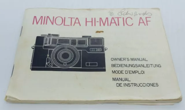 Original instruction manual for MINOLTA HI-MATIC AF camera