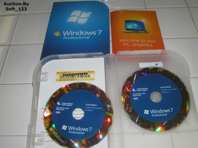 Microsoft Windows 7 Professional Full 32 & 64 bit DVD MS WIN PRO=NEW RETAIL BOX=