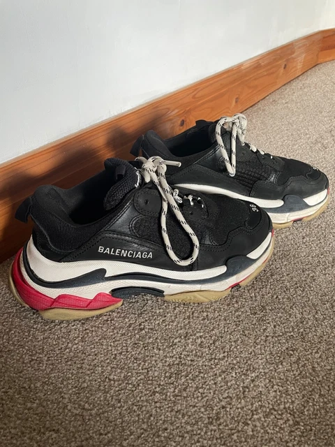 BALENCIAGA TRIPLE S 38 In White Black And Red UK Size 5 6