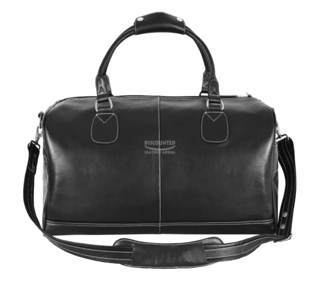 Leather Weekend Bag Travel Duffle Gym Men Holdall Black Genuine Leather Luggage