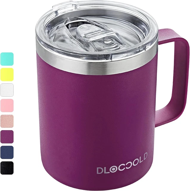 Insulated Coffee Mug with Handle 12 Oz Stainless Steel Travel Coffee Cup with Li