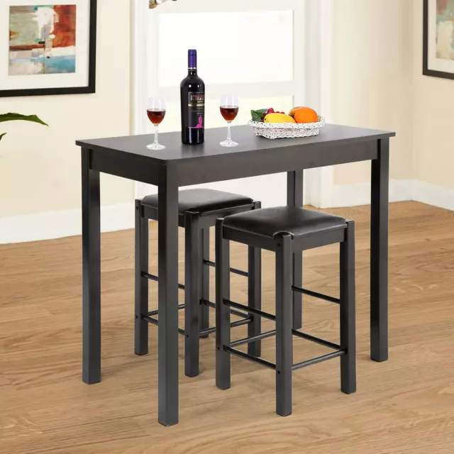 3 Piece Counter Height Dining Table Set with 2 Stools for Bar and Kitchen