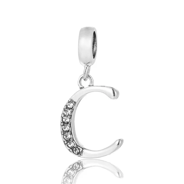 Letter 'C' Initial Pendant Charm, SILVER Jewellery, Alphabet Charms for Bracelet