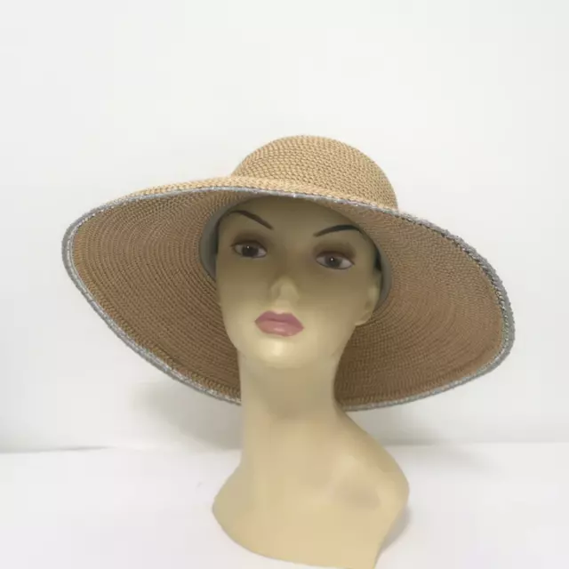 Eric Javits Hampton Sun Hat Peanut/Silver Squishee Straw