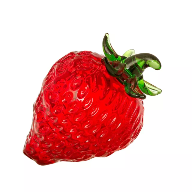 Crystal Strawberry Figurine Collectible Art Glass Miniature Fruit Ornament Decor